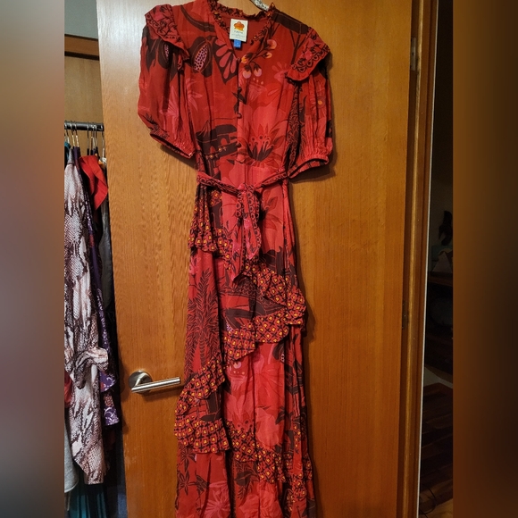 Farm Rio Short Sleeve Printed Ruffled Maxi Dress - Picture 4 of 6